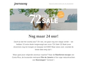 Nog tot morgen: 72 h Deal met tot € 300 korting! 🚀