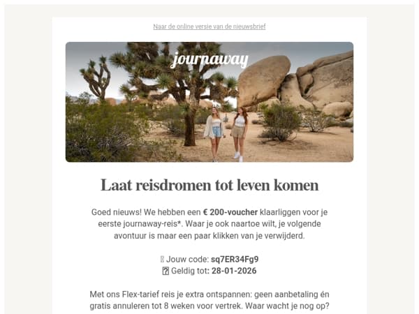 Explorer, krijg € 200 voor je eerste journaway-reis 🤩