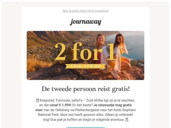 2 for 1 Zuid-Afrika: vanaf € 1.999 😍
