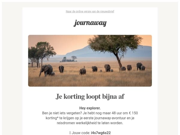 Over 48 uur loopt je € 150-voucher af ⏰