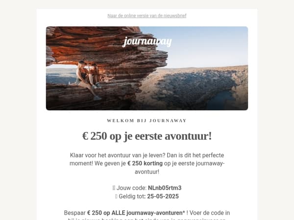 € 250 korting op je eerste reis! 🌎