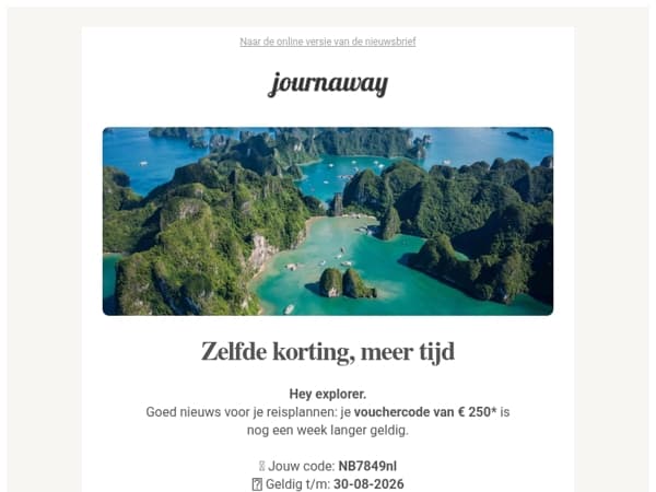 Je vouchercode van € 250 is verlengd 🙌🏻