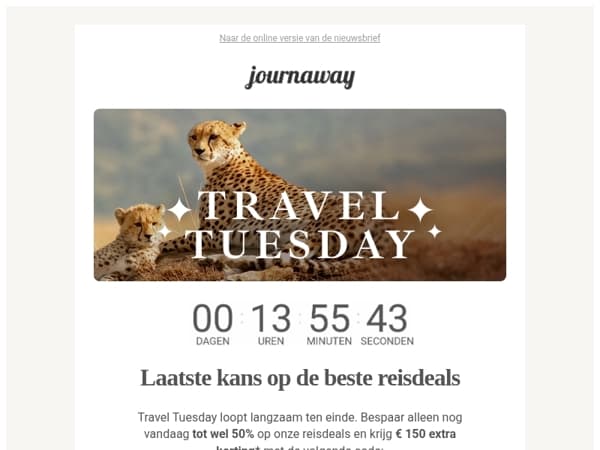 Nog 24 uur: Travel Tuesday eindigt vandaag ⏰
