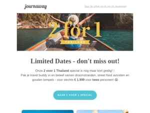 Thailand: De 2e persoon reist gratis 😍