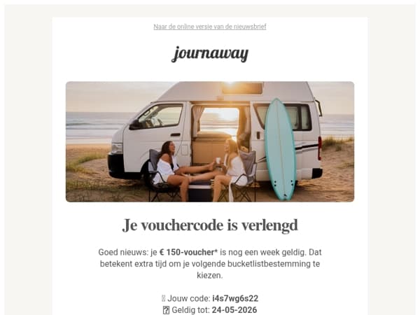 Je € 150-voucher is verlengd 😍