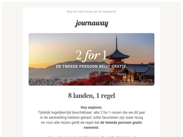 Best of 2 for 1: de tweede persoon reist gratis ✨