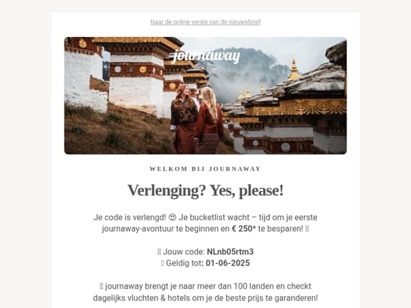 🎟️ JA – Je code is verlengd!