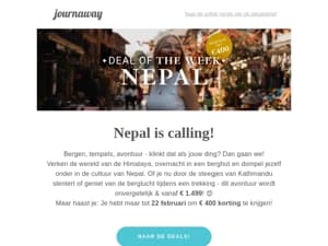 € 400 korting op Nepal - alleen tot 22 februari! 🏔️