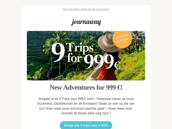 9 voor € 999 met nieuwe bestemmingen! 🤯