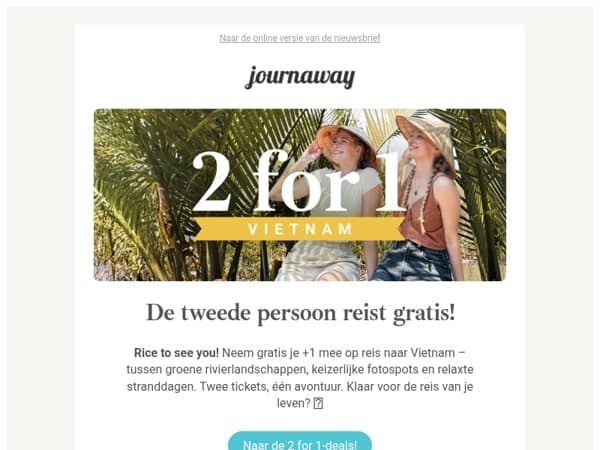 2 for 1 Vietnam: je reismaatje mag gratis mee!
