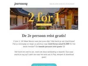 2 voor 1 Zuid-Korea: De 2e persoon reist gratis! 😲
