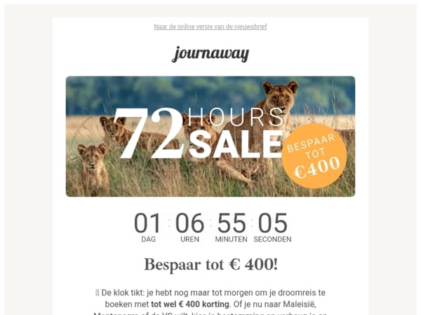 😱 Nog maar tot morgen: bespaar € 400!