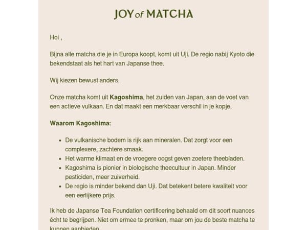 🏔️ Waarom onze matcha uit Kagoshima komt
