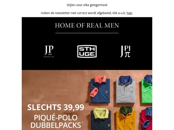 Slechts €39,99 voor een dubbelverpakking piqué poloshirts 🔥