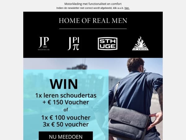 Win 1x leren schoudertas + € 150 shoptegoed