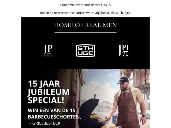 15 jaar jubileum special 🔥 Win 1 van de 15 barbecue-schorten