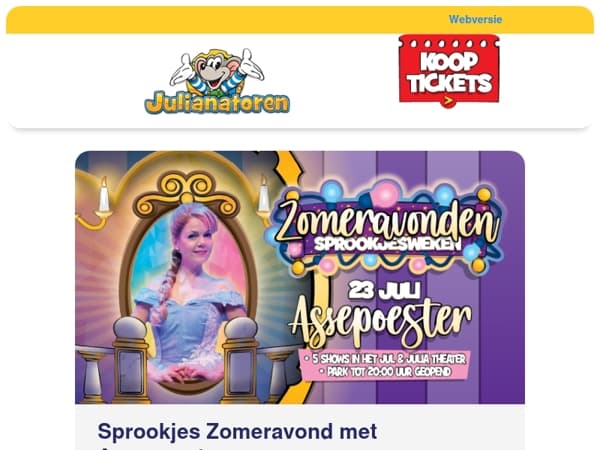 Beleef Assepoester op 23 juli ✨