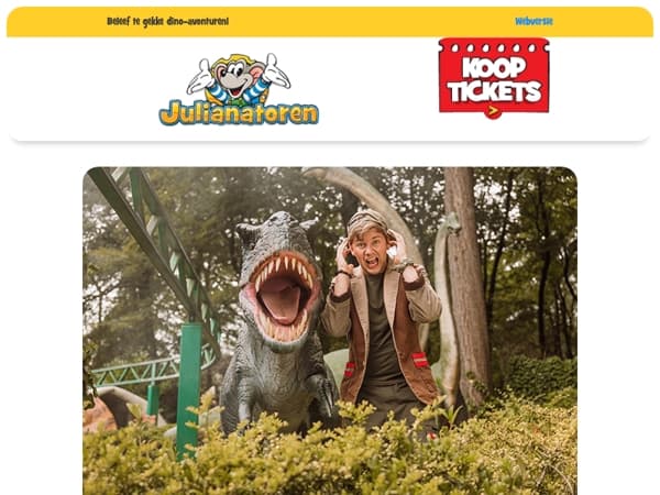 🦖 € 17,50 p.p.: Dino Première Dag 6 september