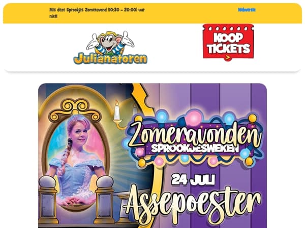 24 juli 👠 Assepoester schittert in het Jul & Julia Theater!