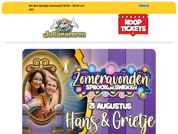 🍭 Hans & Grietje te zien in het Jul & Julia Theater op 21 augustus