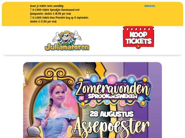 🕰️ De klok tikt… Mis Assepoester niet op de laatste Sprookjes Zomeravond!