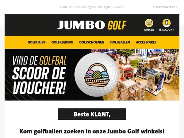 Kom golfballen zoeken in onze Jumbo Golf winkels!