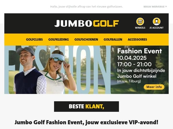 Jumbo Golf Fashion Event, jouw exclusieve VIP-avond!