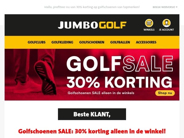Golfschoenen SALE: 30% korting alleen in de winkel!