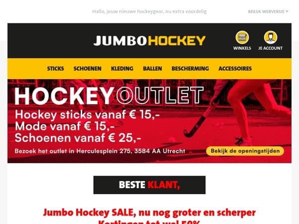 Jumbo Hockey SALE, nu nog groter en scherper Kortingen tot wel 50%