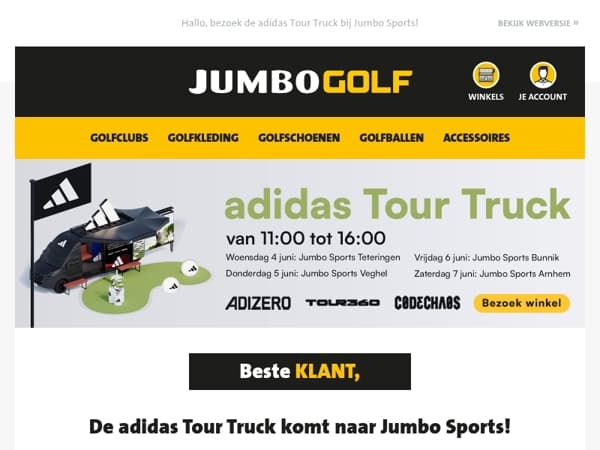 De adidas Tour Truck komt naar Jumbo Sports!