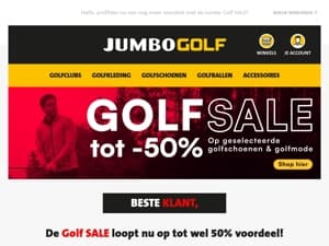 De Golf SALE loopt nu op tot wel 50% voordeel!