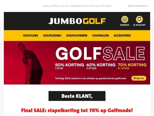 Final SALE: stapelkorting tot 70% op Golfmode!