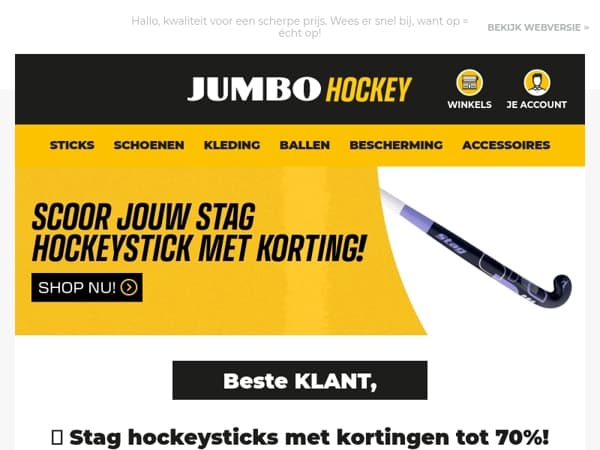 🚨 Stag hockeysticks met kortingen tot 70%!