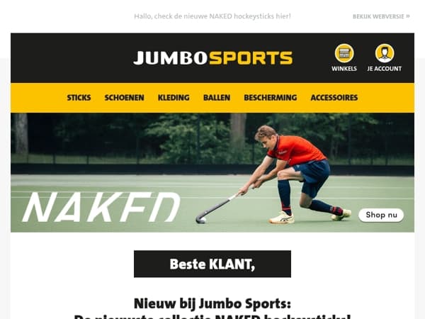 Nieuw bij Jumbo Sports:  de nieuwste collectie NAKED hockeysticks!