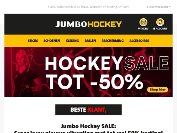 Jumbo Hockey SALE: Scoor jouw nieuwe uitrusting met tot wel 50% korting!