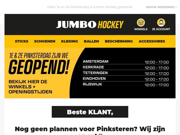 Nog geen plannen voor Pinksteren? Wij zijn open! 🏑