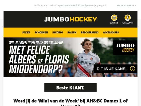 Word jij de 'Mini van de Week' bij AH&BC Dames 1 of Heren 1?