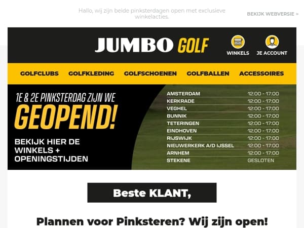 Plannen voor Pinksteren? Wij zijn open!