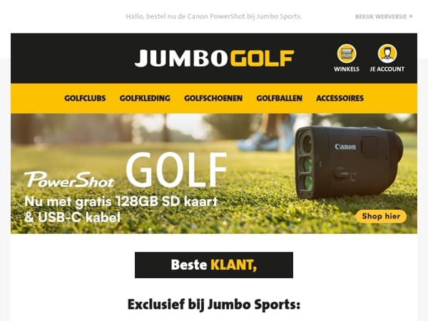 Exclusief bij Jumbo Sports: Canon PowerShot Golf – inclusief gratis 128 GB SD-kaart en USB-C-kabel