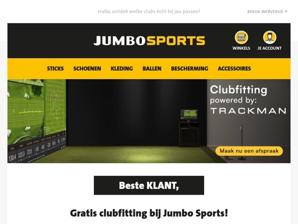 Gratis clubfitting bij Jumbo Sports!