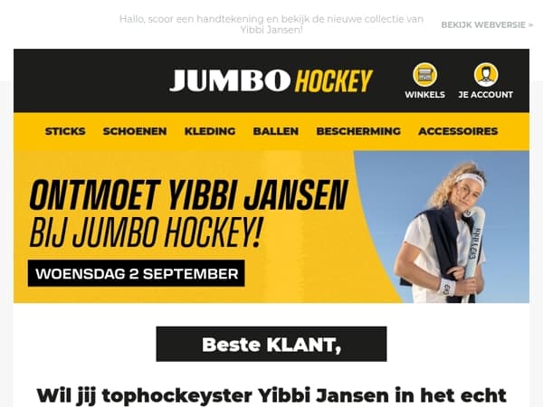 Ontmoet Yibbi Jansen bij Jumbo Hockey! 🦋