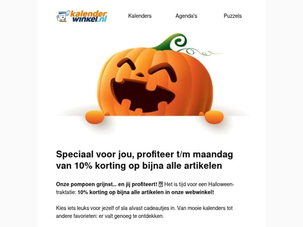 🎃 Halloweenvoordeel: 10% korting!