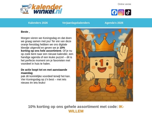  🟠 Koningsdag 2025 | Bestel je kalender, agenda of puzzel met korting