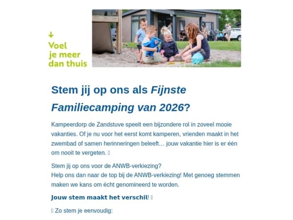 Met jouw stem maken we kans op de titel Fijnste Familiecamping 2026!🏕️