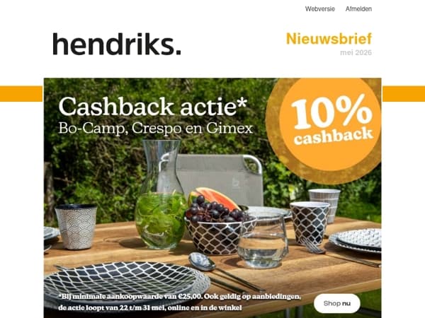 Pak je 10% cashback op Bo-Camp, Crespo & Gimex 🏕️