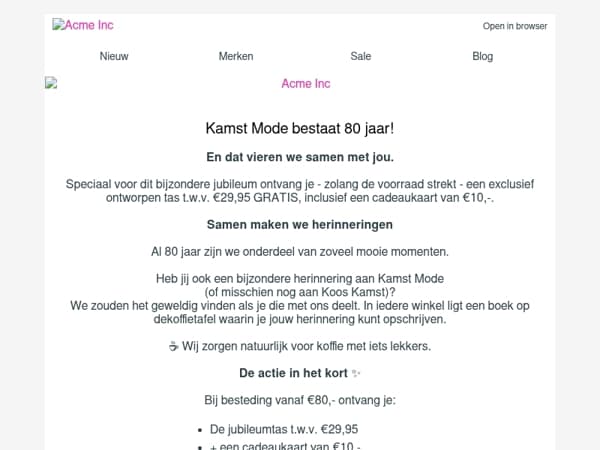 Kamst Mode bestaat 80 jaar!