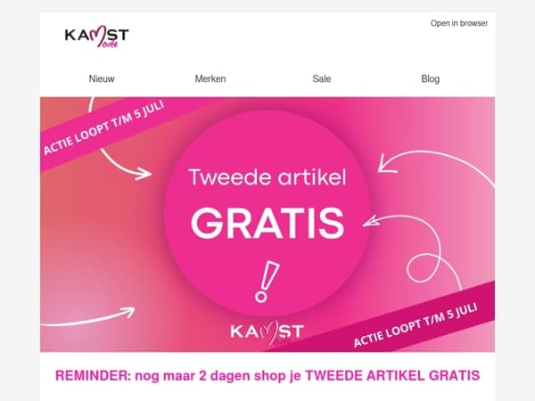 Reminder: nog twee dagen tweede artikel gratis