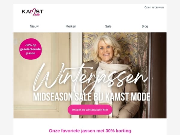 30% korting op geselecteerde winterjassen