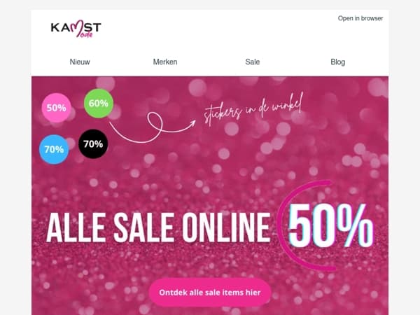 SALE: bijna alle sale online nu 50%