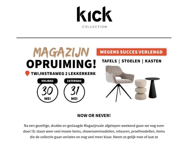 MAGAZIJN OPRUIMING | WEGENS SUCCES VERLENGD
